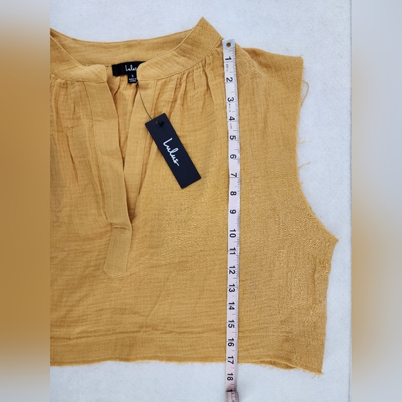 Lulus Oversized Cropped Gauze Tank Top Women's Size Small Mustard Yellow - Picture 2 of 7